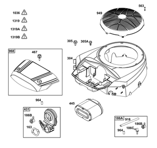 Blower Housing And Air Cleaner Group Diagram and Parts List for 40U777-0010-G1 400000 - 699999 Briggs and Stratton Engine